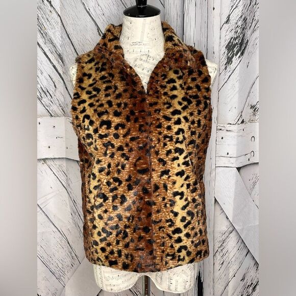 Betsey Johnson Faux Fur Leopard Cheetah Vest M - Picture 2 of 7